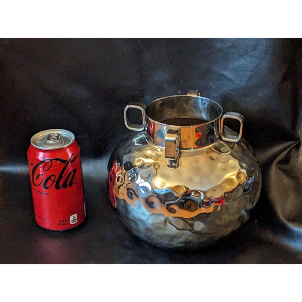 Mary Jurek Design Hand Hammered Vase Pitcher Stainless Steel 4 Handle 7 In Tall
